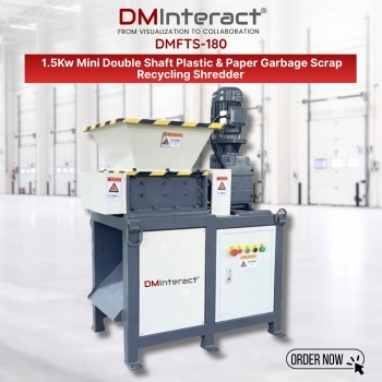 DMInteract DMFTS-180 1.5Kw Mini Double Shaft Plastic & Paper Garbage Scrap Recycling Shredder