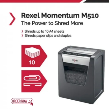 Rexel Momentum M510 10 Sheet 80 gsm P-5 Jam-Free Auto Reverse Function Micro Cut Shredder